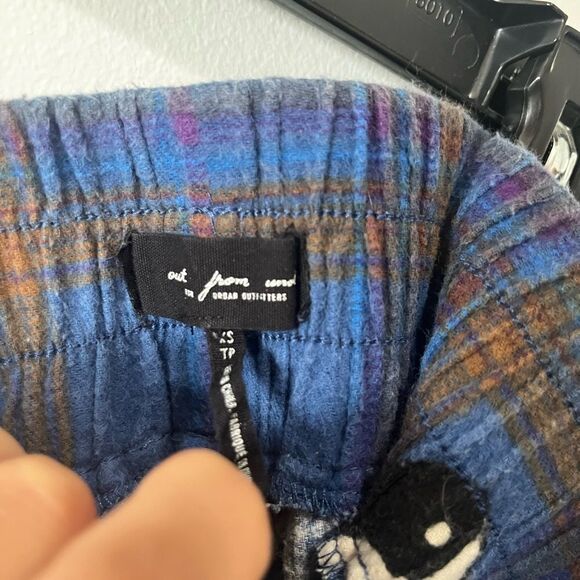 Urban Outfitters Out from Under Comfy Blue Plaid Peace Sign Pants XS - Picture 3 of 5
